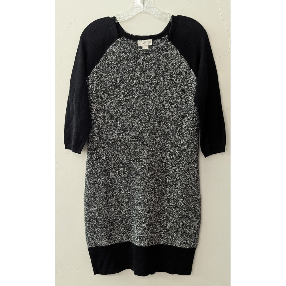 Ann Taylor Loft Sweater Dress MP Black and Gray Long Sleeve Incredibly Soft
